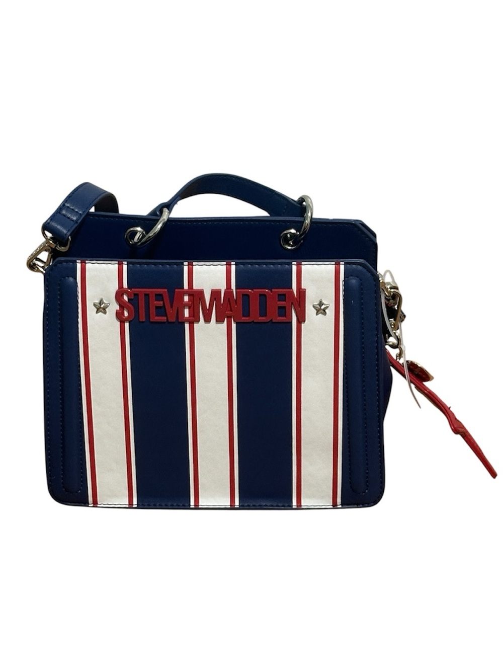 Steve Madden Bevlynn Red/White/Blue Stripes Faux Leather Satchel Purse NWT